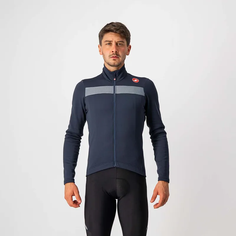 Castelli Puro 3 Long Sleeve Jersey in Savile Blue/Silver Reflex-1