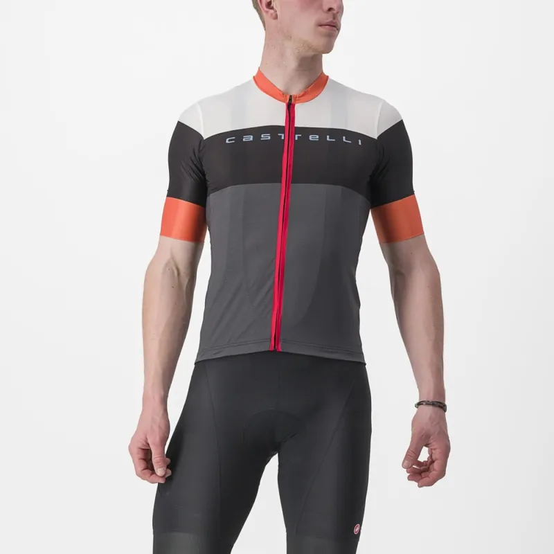 Castelli Sezione Short Sleeve Jersey in Dark Grey/Black/Scarlet Ibis