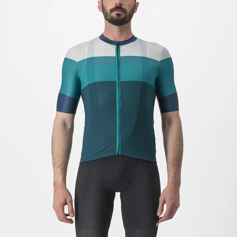 Castelli Sezione Short Sleeve Jersey in Teal/Quetzal Green