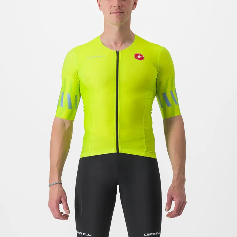 Castelli Free Speed 2 Race Top in Electric Lime/Niagara Blue
