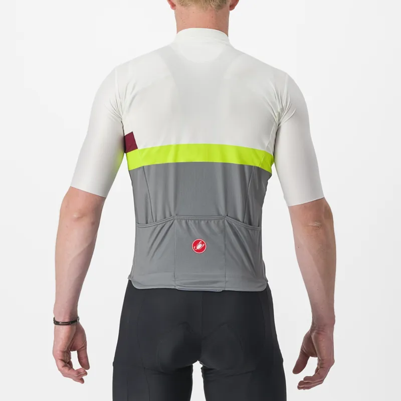 Castelli A Blocco Short Sleeve Jersey in Ivory/Bordeaux/Electric Lime/Sedona Sage-1