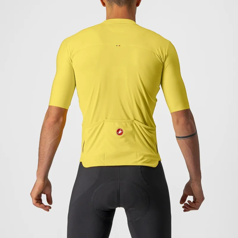 Castelli Prologo 7 Short Sleeve Jersey in Passion Fruit/Ivory/Avocado Green-1