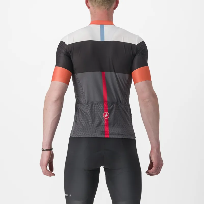Castelli Sezione Short Sleeve Jersey in Dark Grey/Black/Scarlet Ibis-1