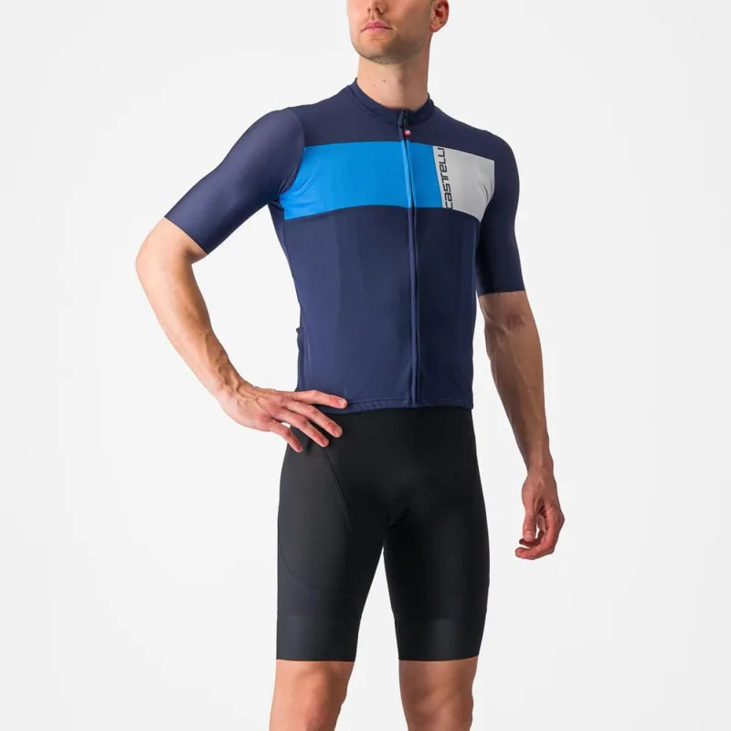 Castelli Prologo 7 Short Sleeve Jersey in Belgian Blue/Drive Blue/Silver-2