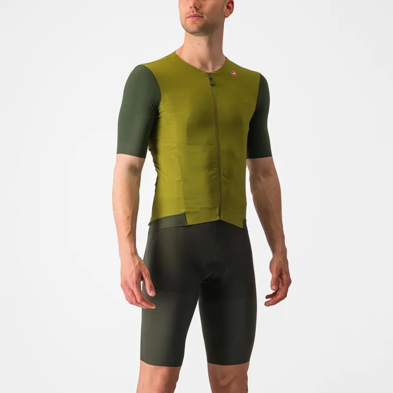 Castelli Premio Black Short Sleeve Jersey in Avocado Green/Deep Green-2