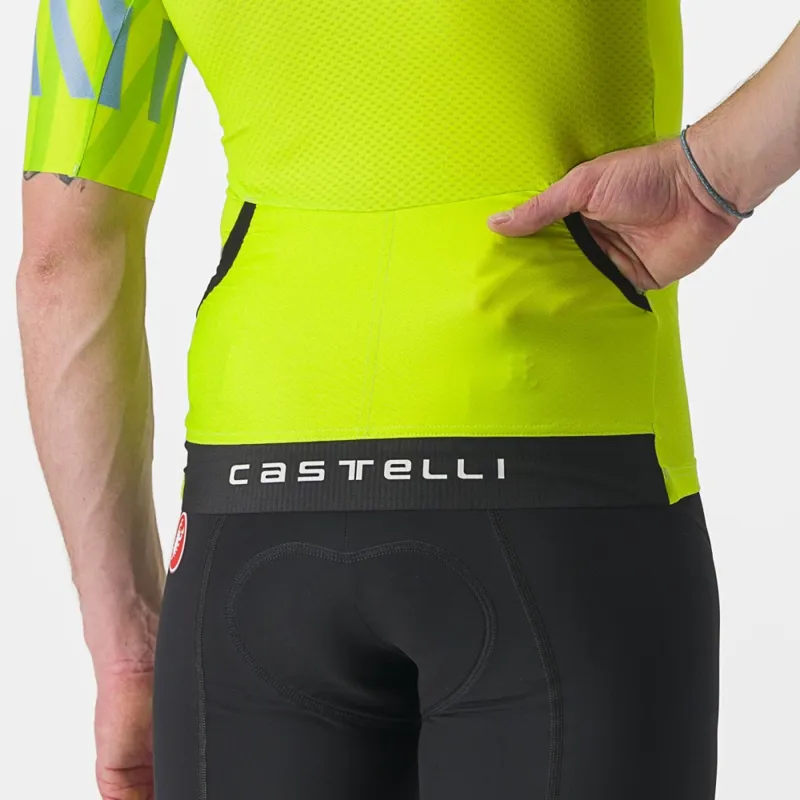 Castelli Free Speed 2 Race Top in Electric Lime/Niagara Blue-2