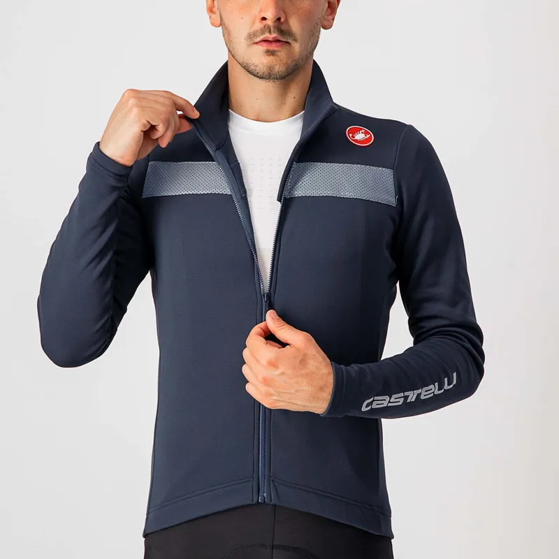 Castelli Puro 3 Long Sleeve Jersey in Savile Blue/Silver Reflex-4