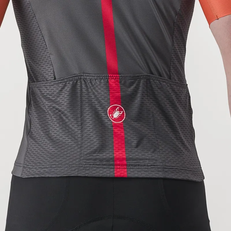Castelli Sezione Short Sleeve Jersey in Dark Grey/Black/Scarlet Ibis-3