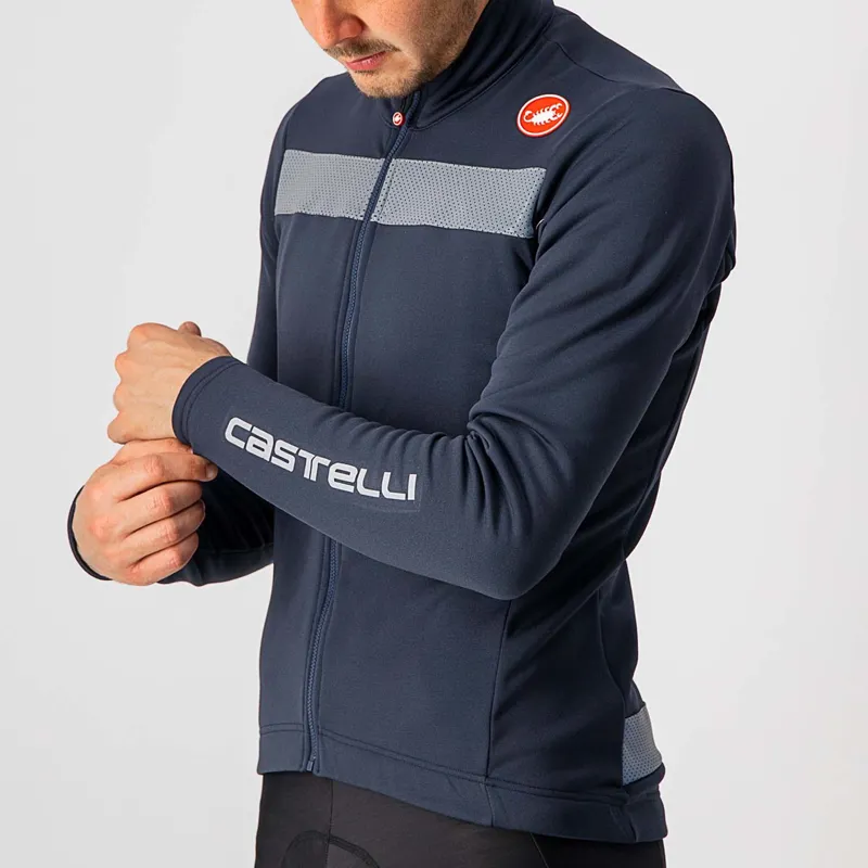 Castelli Puro 3 Long Sleeve Jersey in Savile Blue/Silver Reflex-5