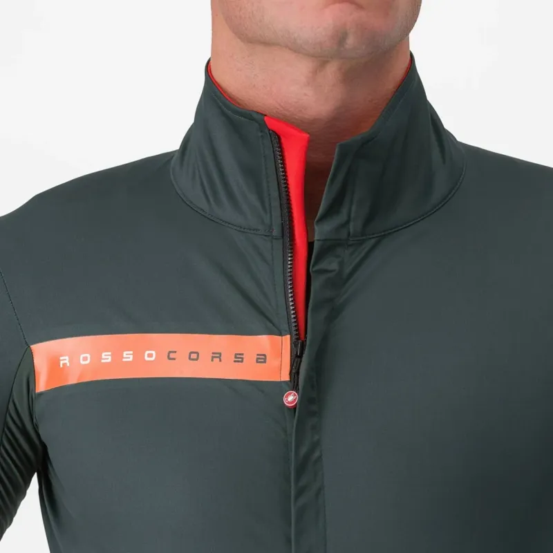 Castelli Beta RoS Jacket in Rover Green/Red Orange-4
