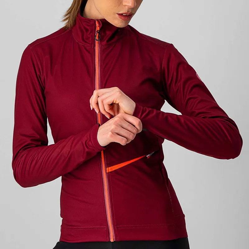 Castelli Go Women's Jacket in Bordeaux and Brilliant Pink-4