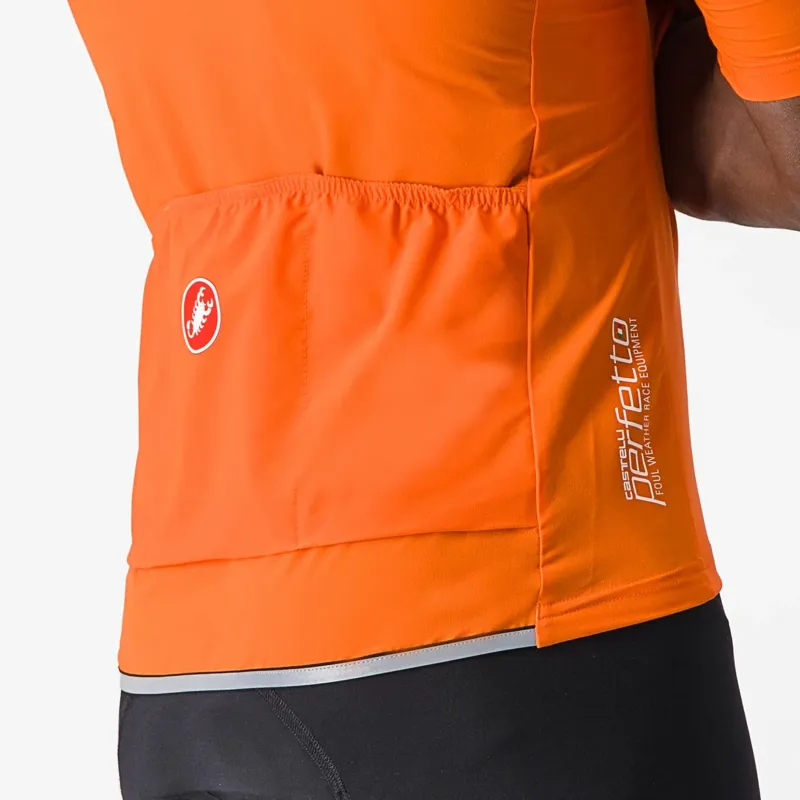 Castelli Perfetto RoS 2 Wind Short Sleeve Jersey in Red Orange-2