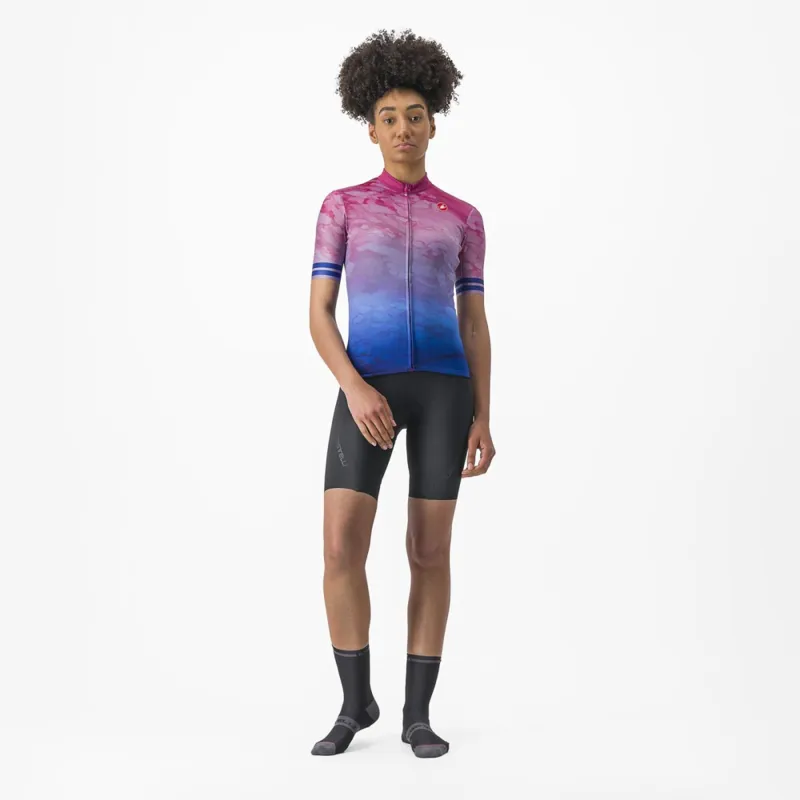 Castelli Marmo Women's Short Sleeve Jersey in Multicolour/Amethyst-4