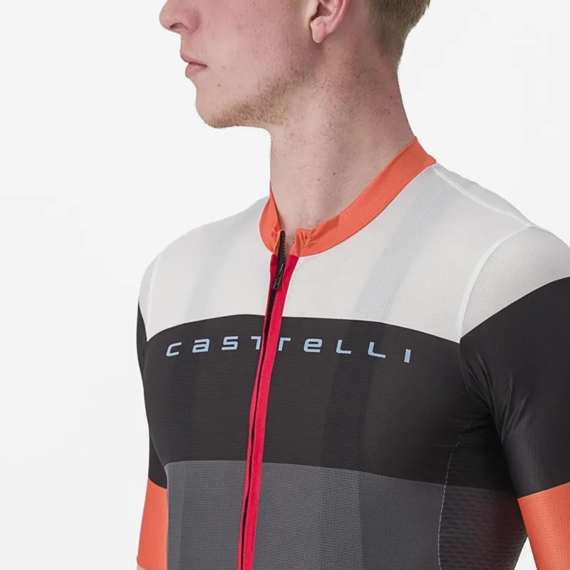 Castelli Sezione Short Sleeve Jersey in Dark Grey/Black/Scarlet Ibis-4