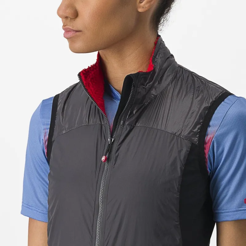 Castelli Unlimited Women's Puffy Vest in Grey/Red-4