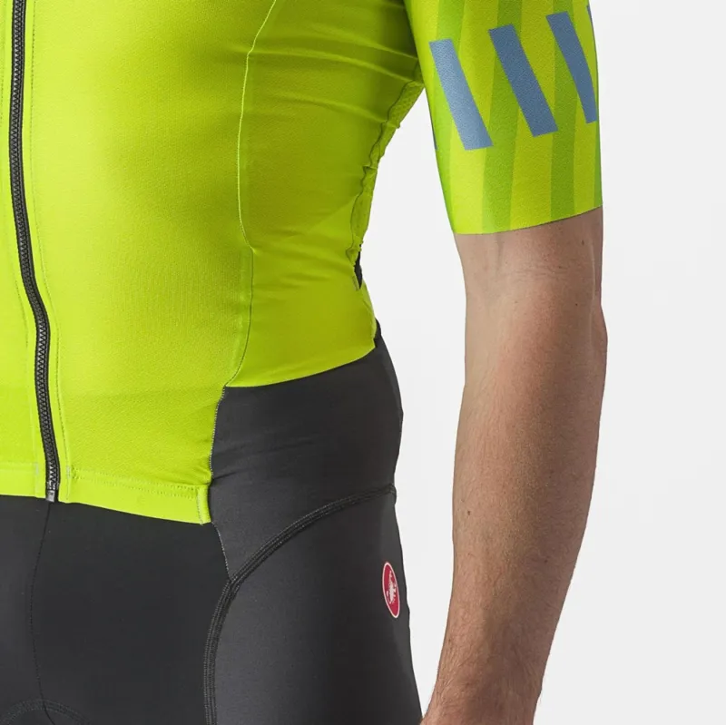 Castelli Free Sanremo 2 Short Sleeve Suit in Electric Lime/Niagara Blue-4