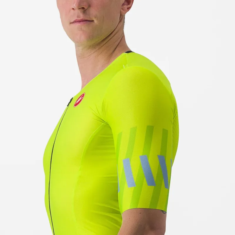 Castelli Free Speed 2 Race Top in Electric Lime/Niagara Blue-4