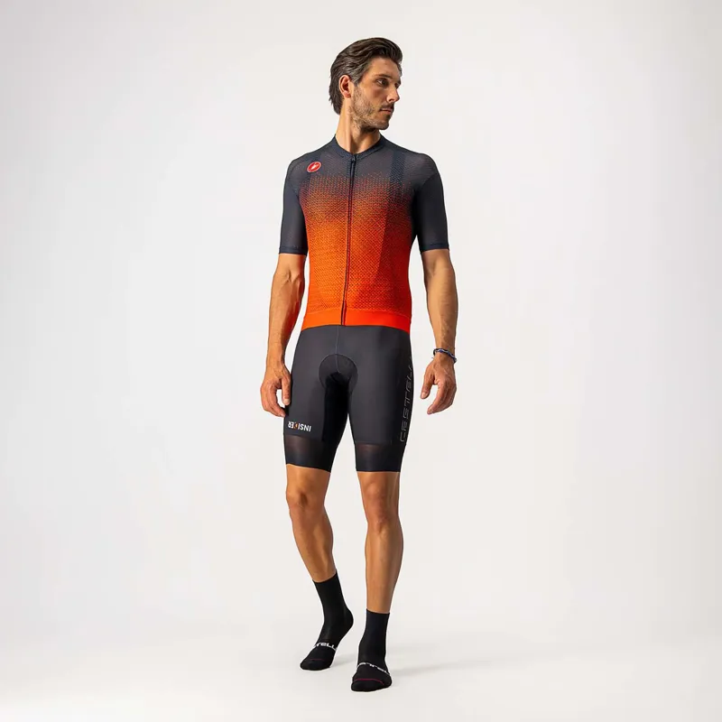 Castelli Insider Short Sleeve Jersey in Fiery Red and Savile Blue-1