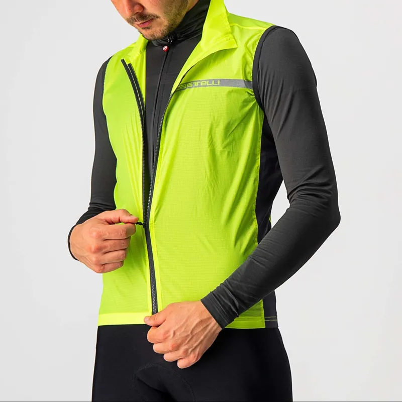 Castelli Squadra Stretch Vest in Yellow Fluo and Dark Gray-4