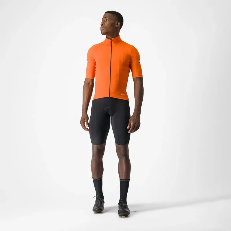 Castelli Perfetto RoS 2 Wind Short Sleeve Jersey in Red Orange-3
