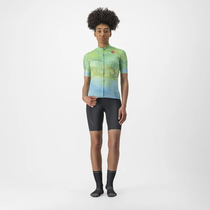 Castelli Marmo Women's Short Sleeve Jersey in Multicolour/Baby Blue-5