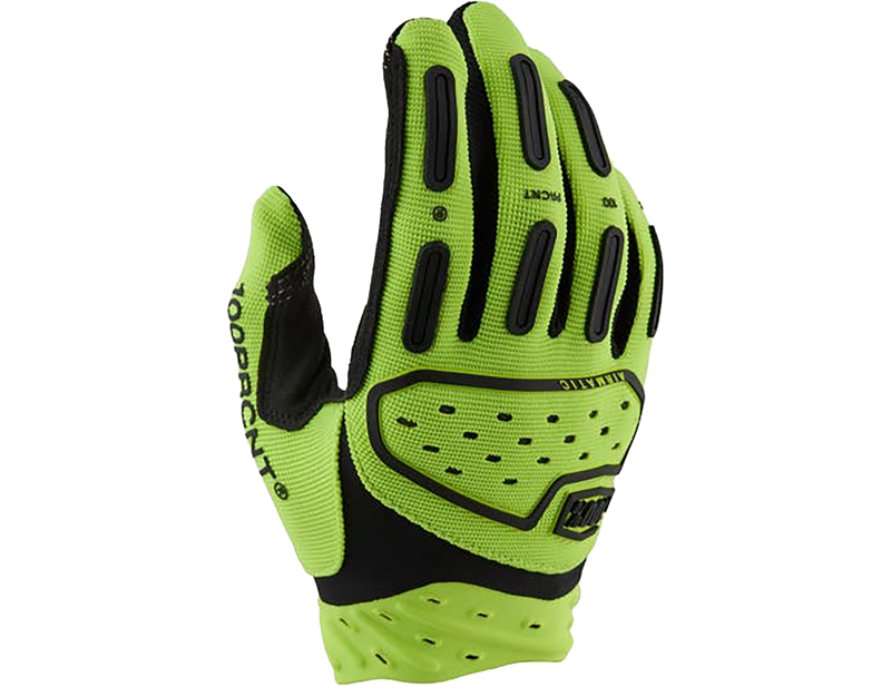 Balfes Bikes 100% Airmatic Full Finger Gloves in Flo Yellow | Free postage over £30, £10 off first order, price match & 0% finance.