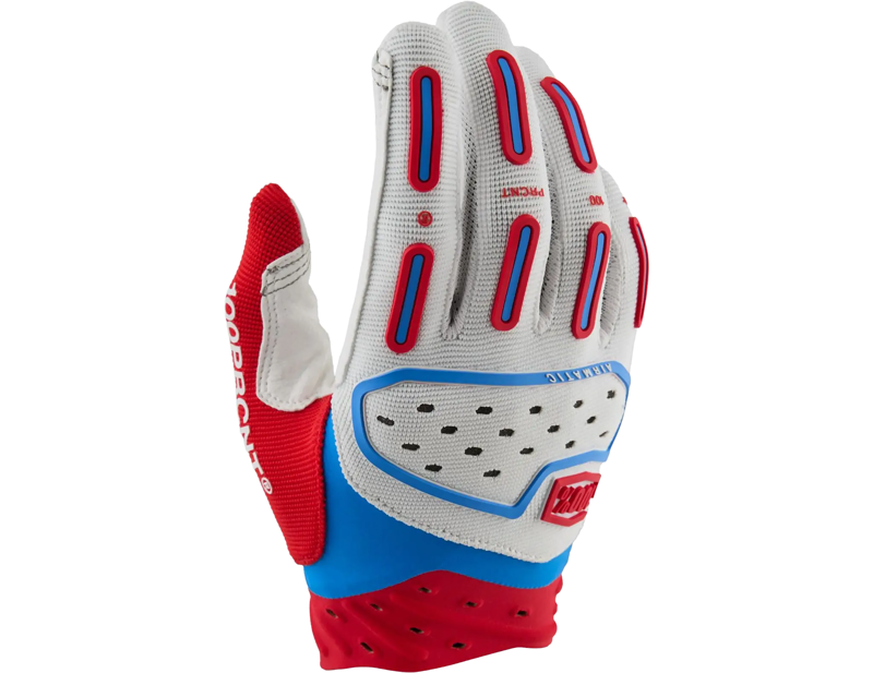 Balfes Bikes 100% Airmatic Full Finger Gloves in Red/White/Blue | Free postage over £30, £10 off first order, price match & 0% finance.