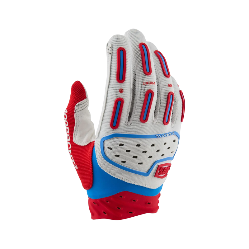 Balfes Bikes 100% Airmatic Full Finger Gloves in Red/White/Blue | Free postage over £30, £10 off first order, price match & 0% finance.