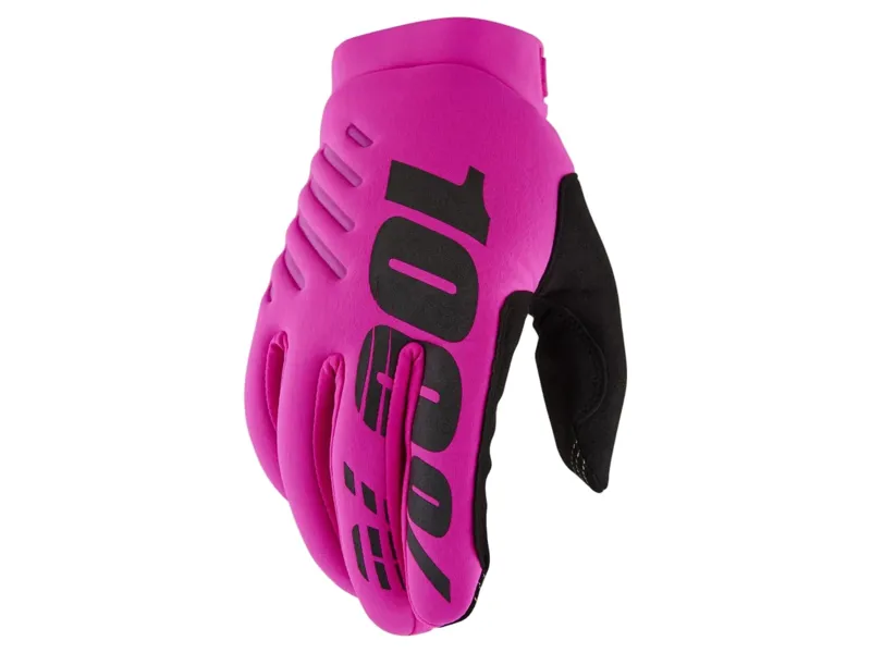100% Brisker Women's Cold Weather Winter Gloves in Neon Pink/Black