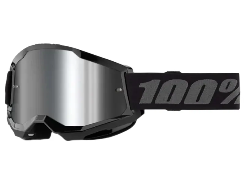100% Strata 2 Mirrored Lens Goggles in Black / Silver