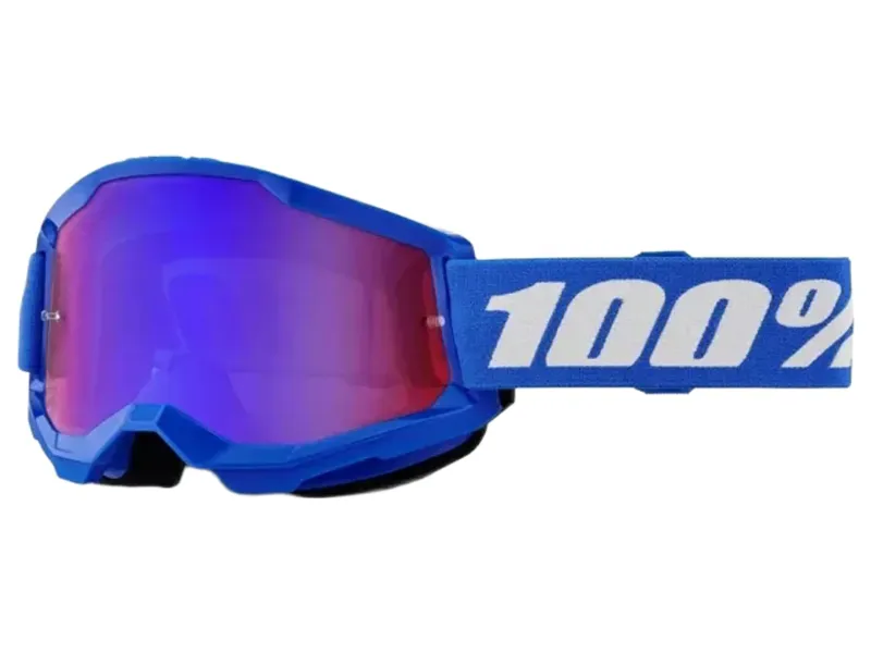 100% Strata 2 Mirrored Lens Goggles in Blue / Red to Blue