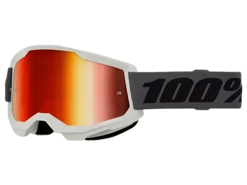 100% Strata 2 Mirrored Lens Goggles in Grey / Red