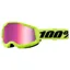 100% Strata 2 Mirrored Lens Goggles in Neon Yellow / Pink 