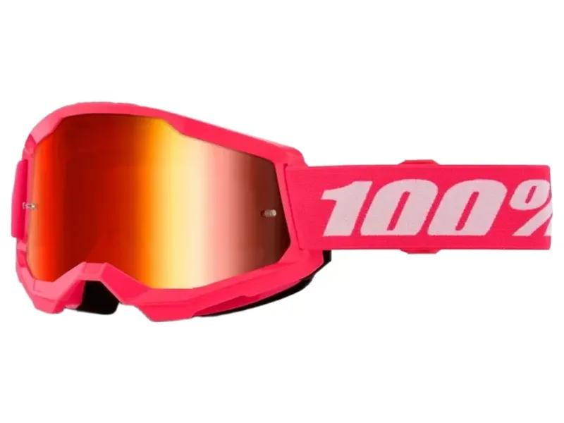 100% Strata 2 Mirrored Lens Goggles in Pink / Red