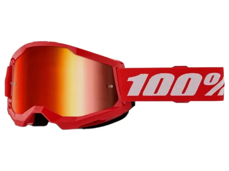 100% Strata 2 Mirrored Lens Goggles in Red / Red Mirror Lens