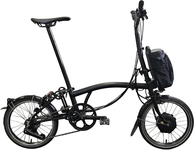 EX DEMO Brompton Electric P Line Explore 12 Speed Folding Bike High 2025 in Midnight Black
