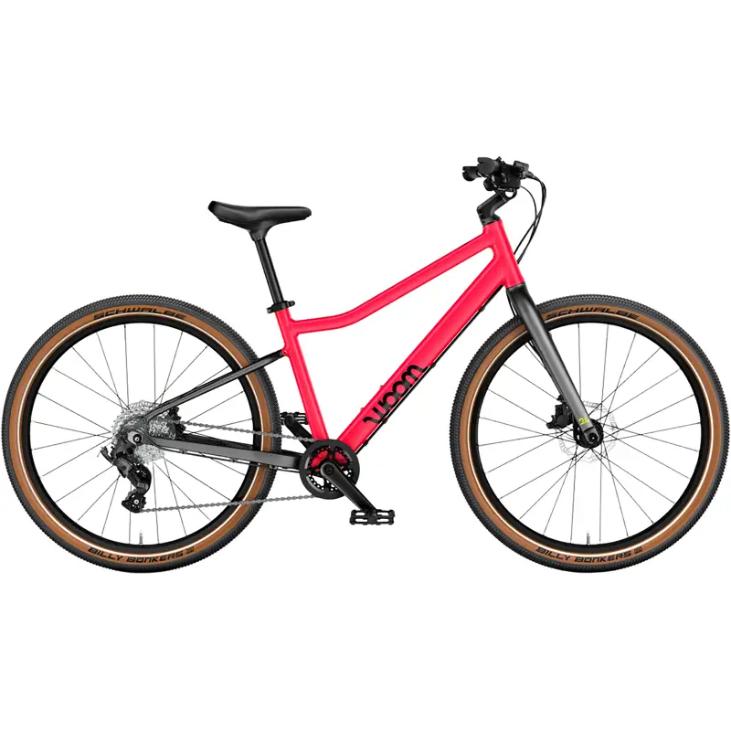 Balfes Bikes Woom Explore 5 Kids 24 inch Bike 2027 in neon pink | Free postage over £30, £10 off first order, price match & 0% finance.