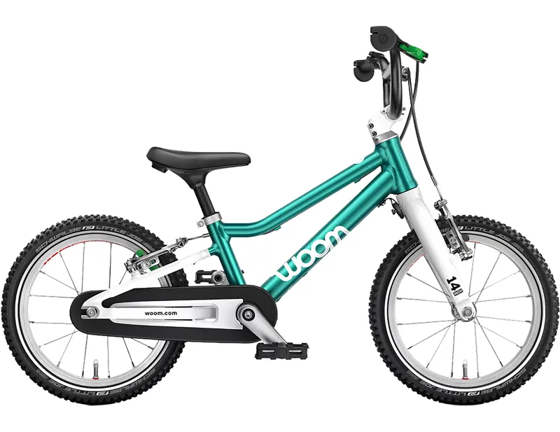woom GO 2 14in Kids Bike 2027 in Metallic Turquoise