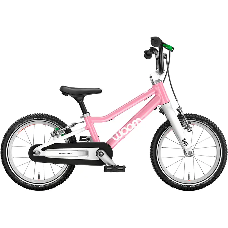 Balfes Bikes Woom Go 2 14in Kids Bike 2027 in Powder Pink | Free postage over £30, £10 off first order, price match & 0% finance.