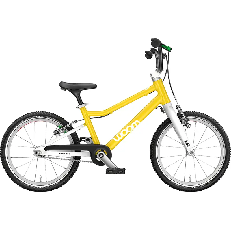 Balfes Bikes Woom Go 3 16in Kids Bike 2027 in Vibrant Yellow | Free postage over £30, £10 off first order, price match & 0% finance.