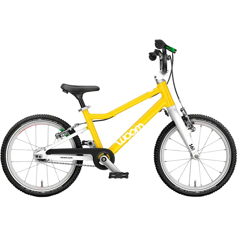 Balfes Bikes Woom Go 3 Automagic 16in Kids Bike 2027 in Vibrant Yellow | Free postage over £30, £10 off first order, price match & 0% finance.