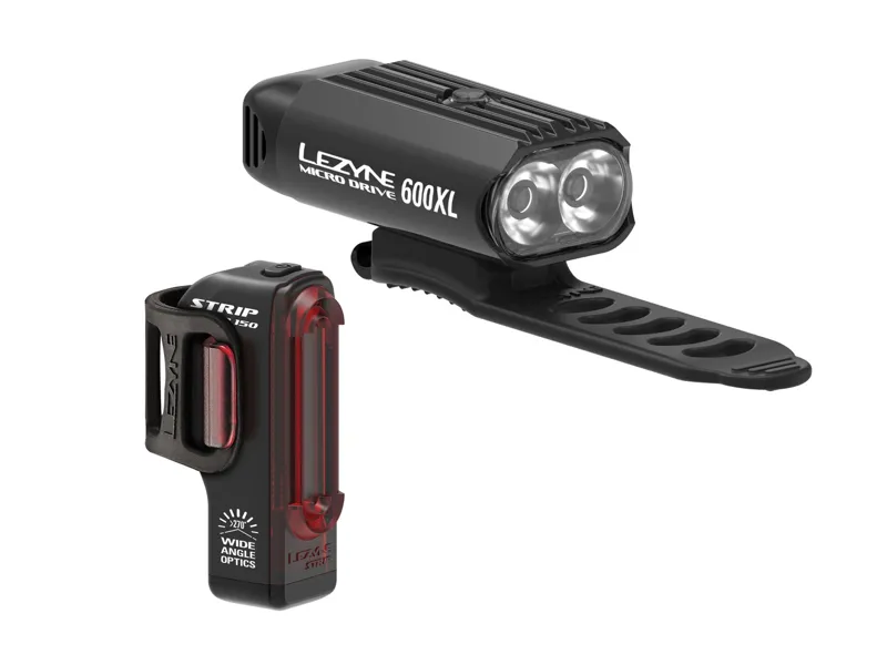 Lezyne LED Micro Drive Pair 600xl / Strip Light Set in Black