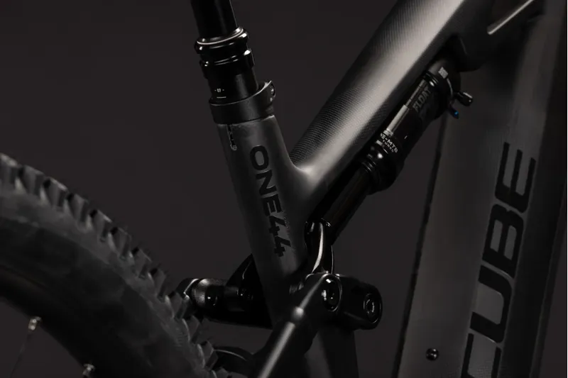 Cube Stereo Hybrid One44 HPC SLX 800 Electric Full Sus MTB 2027 in Blackline-8