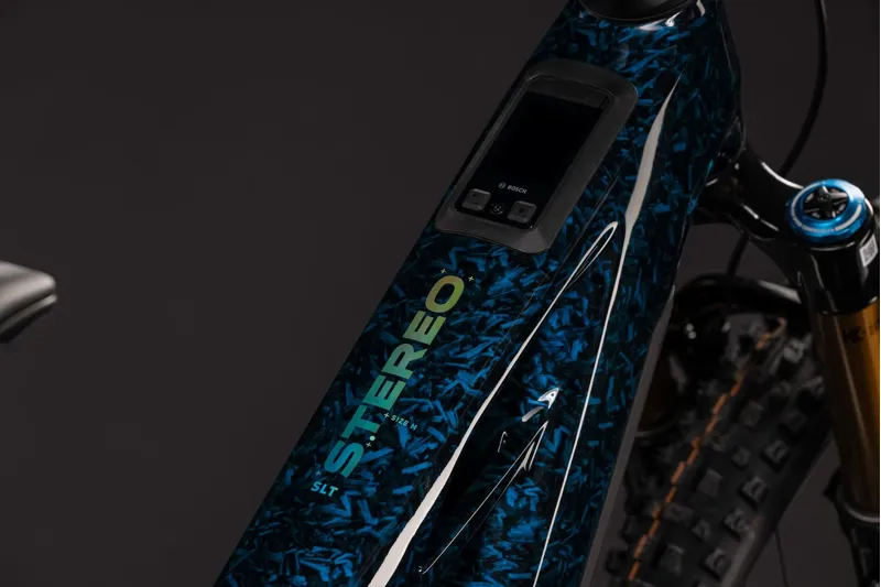 Cube Stereo Hybrid One44 HPC SLT 800 Electric Full Sus MTB 2027 in Splinternavy/Prizm-7