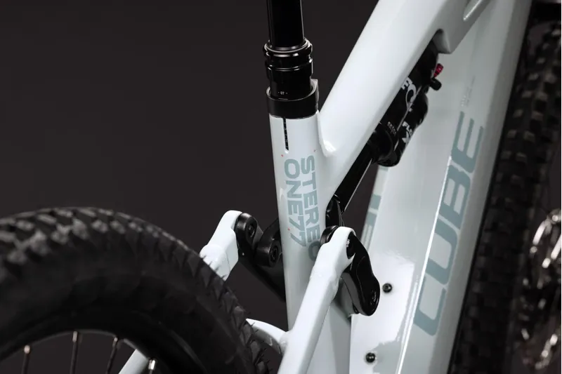 Cube Stereo Hybrid One77 HPC SLX 800 Electric Full Suspension MTB 2027 in Hintofmint/Orange-9