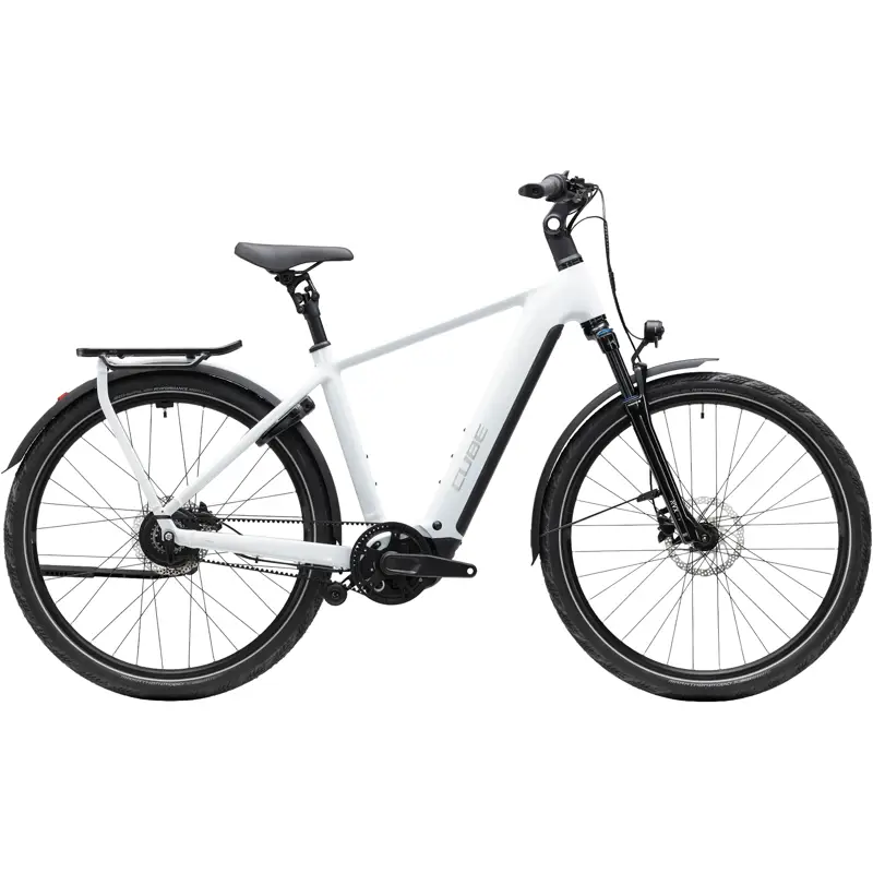Balfes Bikes Cube Kathmandu Hybrid Deluxe Pro 800 Electric Aluminium bike 2027 in Metallicwhite/Chrome | Free postage over £30, £10 off first order, price match & 0% finance.