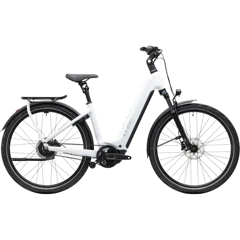Balfes Bikes Cube Kathmandu Hybrid Deluxe Pro 800 Electric Aluminium bike 2027 in Metallicwhite/Chrome | Free postage over £30, £10 off first order, price match & 0% finance.