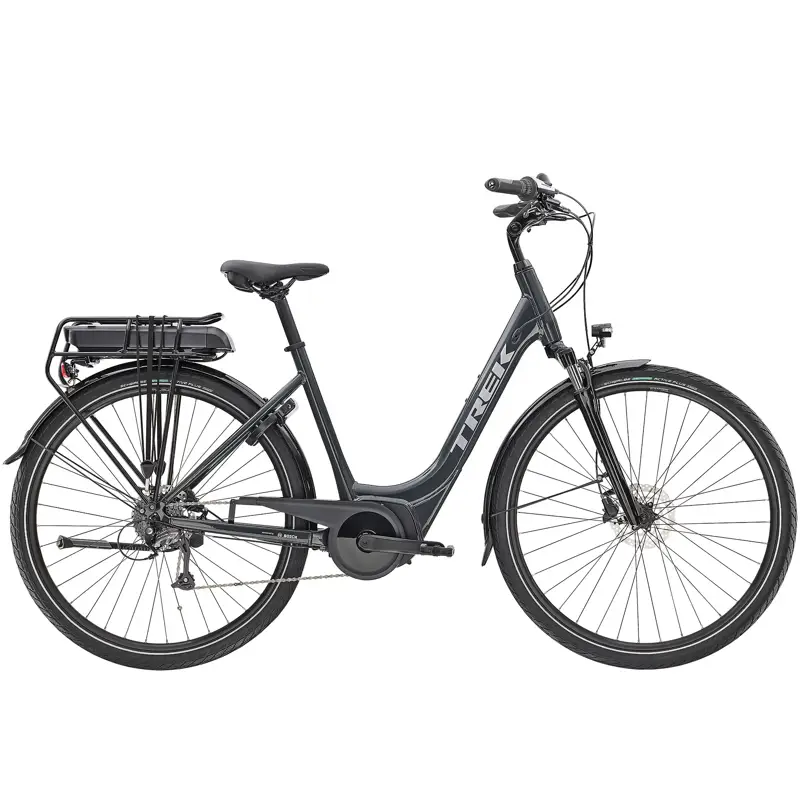 Balfes Bikes EX DISPLAY Trek Verve+ 1 Lowstep 400wh Electric Hybrid Bike X-Small 2025 in Grey | Free postage over £30, £10 off first order, price match & 0% finance.