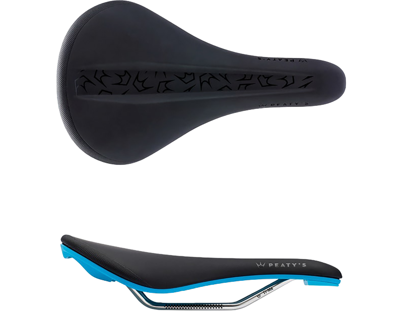 Peaty's Monarch Ti-MX Rail/Nylon Base Saddle in Turquoise Blue