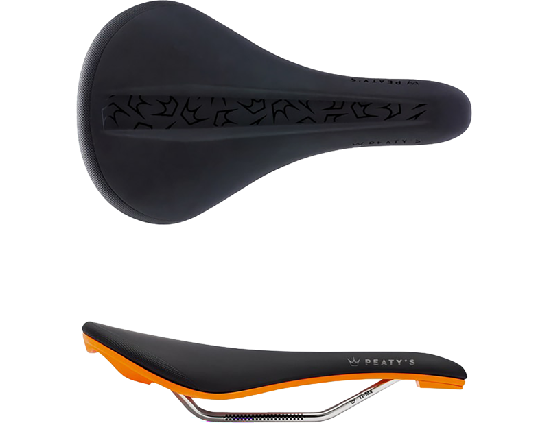 Peaty's Monarch Ti-MX Rail/Nylon Base Saddle in Mango Orange